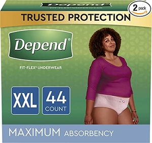 lot 8241 image: Depend XXL Underwear for Women 2 Pack of 44