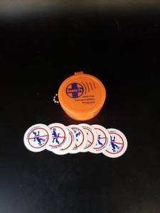 lot 1670 image: Santa Fe plastic box waccident free stickers