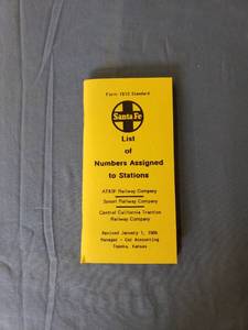 lot 1820 image: 1986 Santa Fe #s assigned to stations booklet