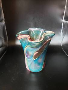 lot 1856 image: 1993 Mark John Hamd blown purple swirl vase