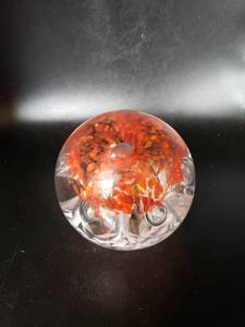 lot 1866 image: round paperweight worange flower