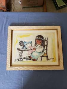 lot 1873 image: De Grazia Girl With Sewing Machine