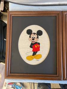 lot 3059 image: Mickey cross stitch picture
