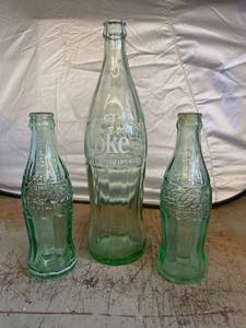lot 3066 image: 3 vintage coke bottles