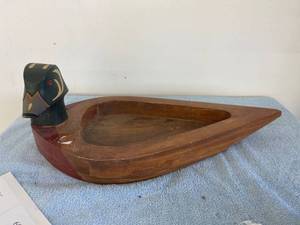 lot 3100 image: large wood duck bowl