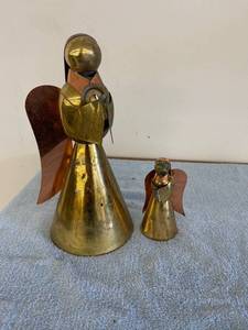 lot 3110 image: 2 vintage brass angels