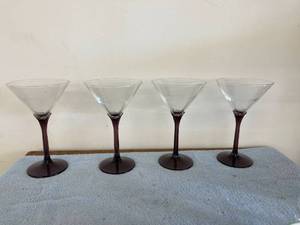 lot 3135 image: 4 purple stem glasses