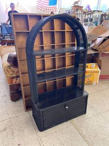 lot 3170 image: black wicker shelf