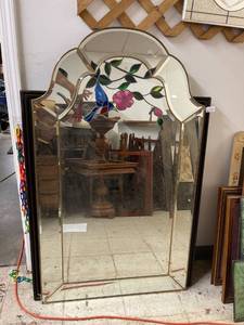 lot 3193 image: huge brass beveled glass mirror