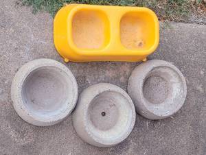 lot 5006 image: Dog Bowls - Concrete and Plastic