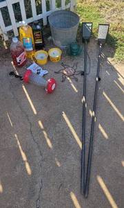 lot 5017 image: Tiki Torches - Fuel - Galvanized Bucket - Humming Bird Feeders and Nectar