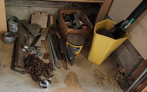 lot 4097 image: Tow Chain - BallHitch - Angle Iron - Pipe - Cement Tools (Bring Boxes)