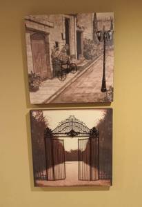 lot 3007 image: Wall Decor - Gate and Bicycle and Lamp Post are Made Out of Iron