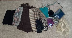 lot 1652 image: Womens Gloves, Scarves, Hat, Rain Ponchos and More