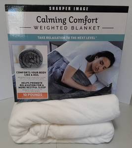 lot 1680 image: Sharper Image Weighted Blanket (New) and Soft White Blanket