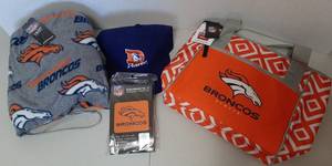 lot 1690 image: Broncos Memorabilia - ALL NEW - Cooler, Hat, Sleepwear and Hooded Poncho
