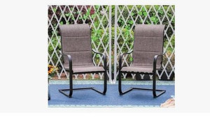lot 34167 image: PhiVilla black ergonomic c-spring textilene metal outdoor dining chair, 2 pack
