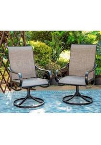 lot 34170 image: PHI VILLA Swivel Textilene Metal Patio Outdoor Dining Chair (2-Pack)