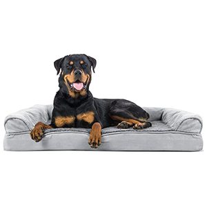 lot 47060 image: Plush and Suede Sofa-Style Egg Crate Orthopedic Dog Bed Gray, Jumbo,X-Large