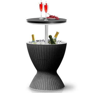 lot 47159 image: SereneLife Cool Bar Outdoor Patio Furniture and Hot Tub Cooler Side Table,Black