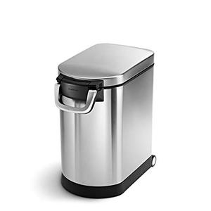 lot 47168 image: Simplehuman 25 Liter, 27lb, Medium Pet Food Storage Container, Brushed Stainless Steel