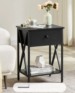 lot 47211 image: VECELO Nightstand with Drawer, Modern X-Design Side End Table