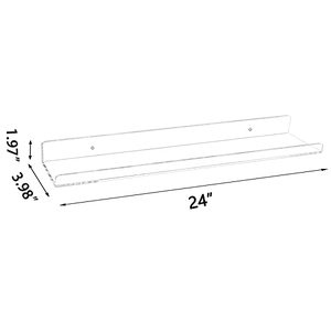 lot 47219 image: Weiai Clear Acrylic Shelves 24 inches, Floating Wall Bookshelf, Set of 3