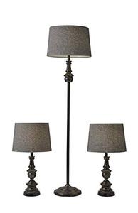 lot 47282 image: Adesso Classic Set Containing Matching Floor Two Table Lamps,Black