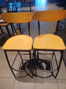 lot 2564 image: Metal Barstool with wood seat (2)