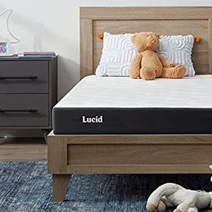 lot 1885 image: LUCID 5 Inch Memory Foam Low Profile-Cooling Gel Infusion-Hypoallergenic Bamboo Charcoal-Breathable Cover Bed Mattress Conventional, Twin, White,2020 model (B082WP7L58), White, 37.5 x 74