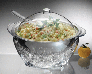 lot 1967 image: Prodyne Iced Salad Bowl, Silver, Clear Plastic, 13 W