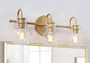 lot 8438 image: Robb Modern 3 Light Gold Bathroom Vanity Light