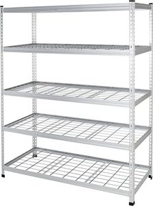 lot 1884 image: Amazon Basics Heavy Duty Aluminum Storage Rack, 2 Post, Steel Wire Shelf, 60 x 24 x 78