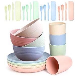 lot 3552 image: Deitybless Wheat Straw 28pc Dinnerware Set