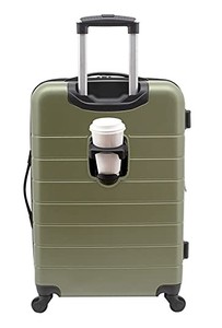 lot 3557 image: Wrangler Smart Luggage Set with Cup Holder and USB Port Olive Green 20-Inch Carry On Luggage