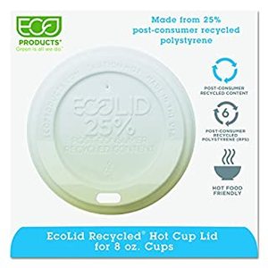 lot 34489 image: Eco-Products - EcoLid 25% Recycled Content White Hot Cup Lid - Fits 8oz Hot Cup - EP-HL8-WR (10 Packs of 100) (B005HP6FLQ)