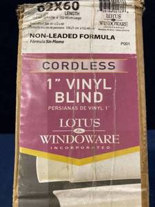 lot 34493 image: Lotus & Windoware MLX6260WH Cordless 1 Vinyl Blind 62 x 60 White