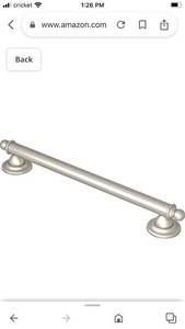 lot 34496 image: Moen YG2212BN Brantford Bathroom Safety 12-Inch Designer Grab Bar, Brushed Nickel