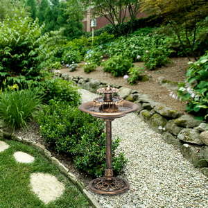 lot 38028 image: Alpine Corporation 3-Tiered Pedestal Outdoor Water Fountain and Bird Bath Bronze