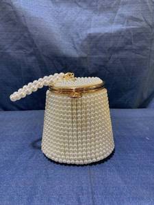 lot 38047 image: Linkidea Woman��s Beaded Pearl Bucket Bag