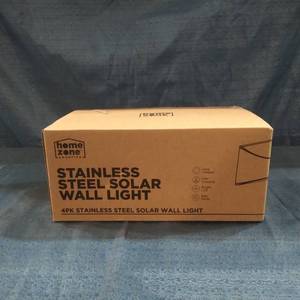 lot 56105 image: Home Zone Security Stainless Steel Solar Wall Light 2 Pack