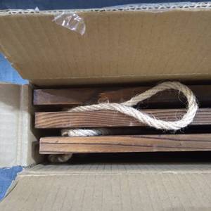 lot 56107 image: Brown 3 Tier Hanging Shelf