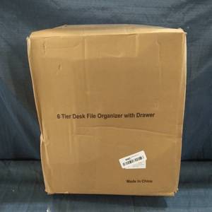 lot 56110 image: Black 6 Tier Desk File Organizer With Drawer