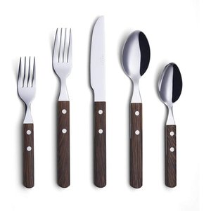 lot 56146 image: ANNOVA 20 PCS Stainless Steel Silverware Set With RivetRetro Style Service for 4 - WalnutWood