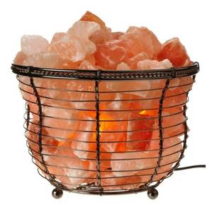 lot 56219 image: Himalayan Glow Natural Salt Lamp 8 Tall Round Basket 10 lbs with Dimmer
