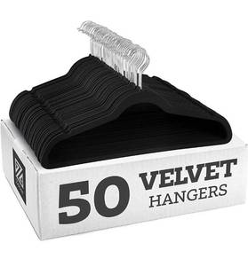 lot 56220 image: Zober 50 Pack Velvet Hangers, Black