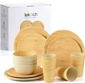 lot 56231 image: Lekoch Bamboo Fibre Dinnerware Set Of 16