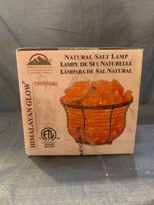 lot 56244 image: Himalayan Glow Natural Salt Lamp 8 Tall Round Basket 10 lbs with Dimmer