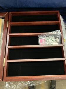 lot 56276 image: DARK STAINED WOOD DISPLAY CASE WITH LOCK