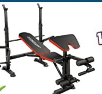 lot 20000 image: OppsDecor 330lbs 5 in 1 Adjustable Olympic Weight Bench Set with Leg Developer Preacher Curl Rack Multi-Function Bench Press Set for Full Body Workout
